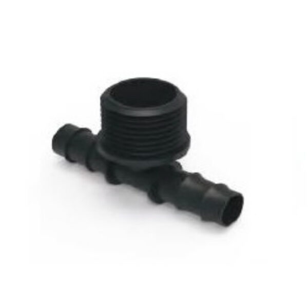 BLACK BARBED MALE TEE 16 X 1/2" X 16 MM